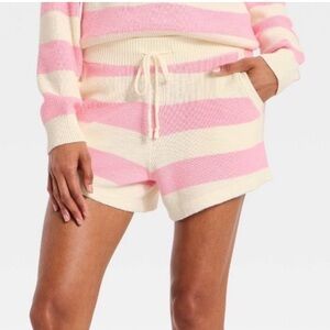 JoyLab light Pink and Cream Striped sweater shorts NWT x